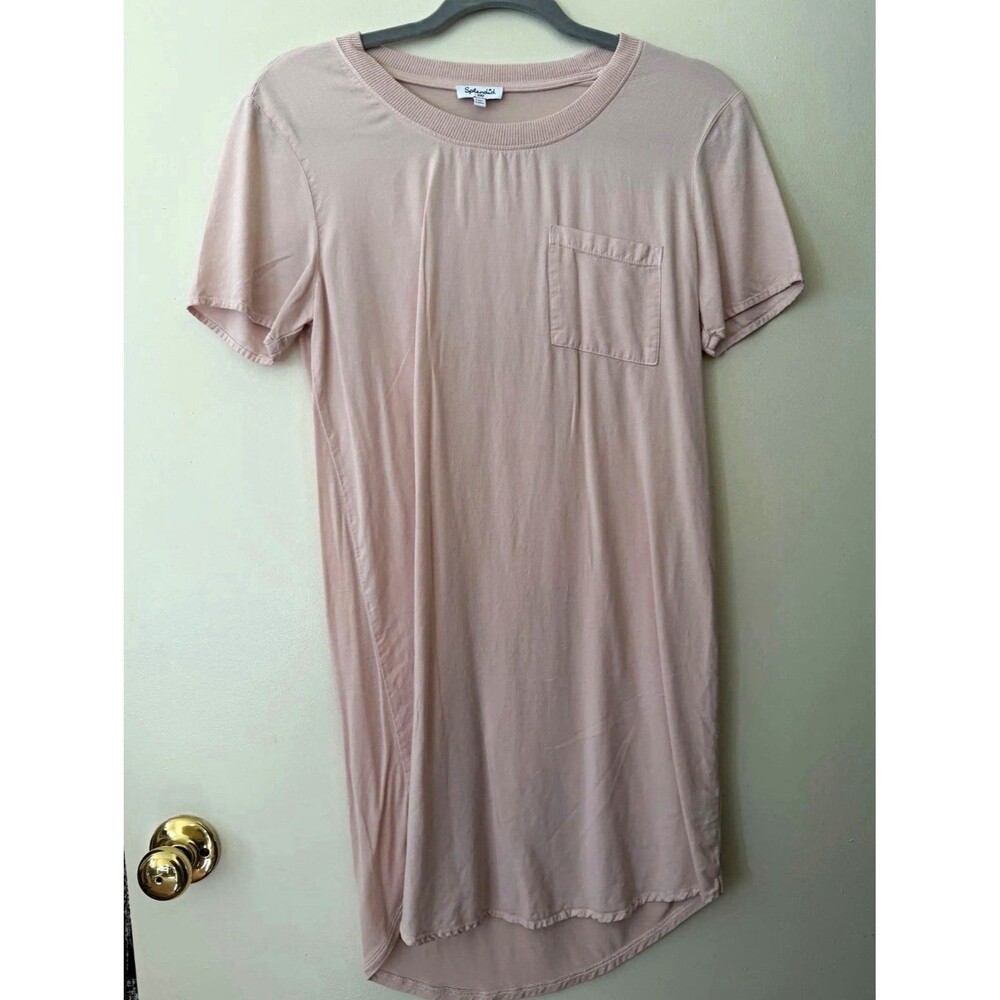 Splendid Women’s Pink Solid Crew Neck Short Sleeve Pocket T-Shirt Size XXS